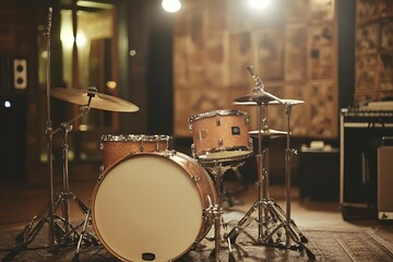 drum kit on the stage in a concert