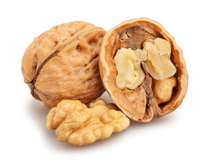 Wall Mural - sliced walnuts path isolated on white