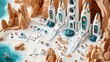 © Creative Stock Ai - beach and cliffs, fiction, futuristic, design scene, illustration, wallpaper
