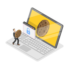 3D Isometric Flat  Illustration of Web Cookie. Item 1