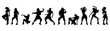 © Козич Денис - Vector illustration. Set of hip-hop dancer girls. Black silhouette on white background.