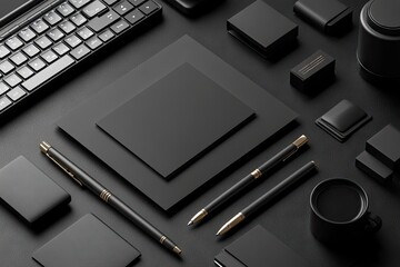 Canvas Print - Black and Gold Office Supplies Mockup