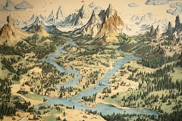 Poster - landscape with mountains and snow