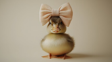 Adorable Duckling Dressed in Oversized Bow Headband