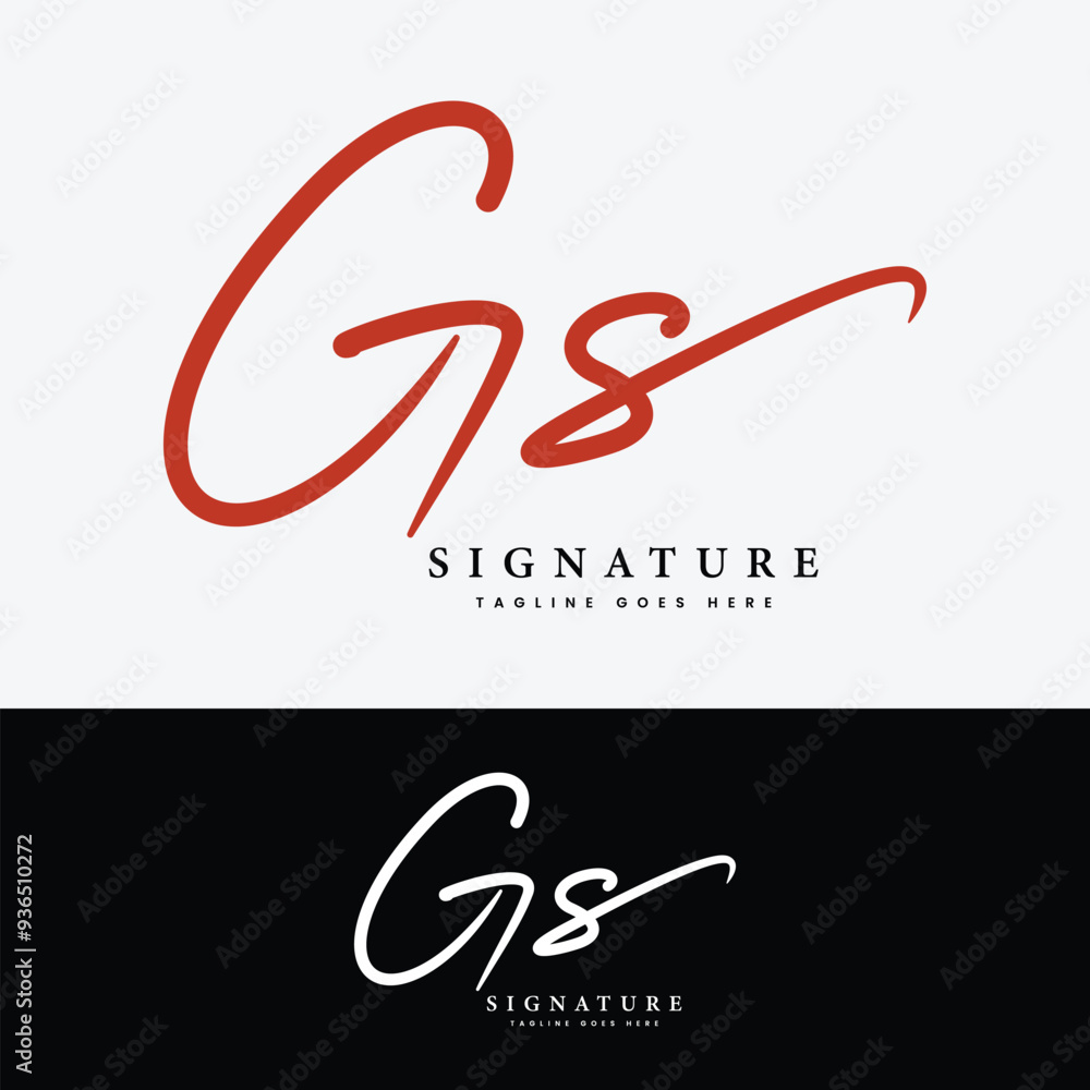 G, S, GS Initial letter logo. Alphabet GS Handwritten Signature logo ...