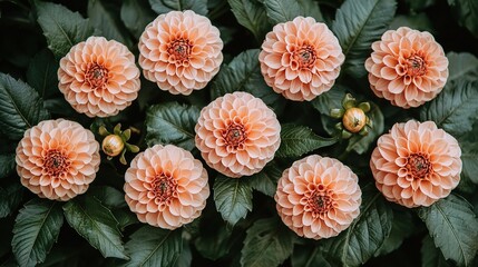 Wall Mural -   A cluster of vibrant pink blossoms resting atop a verdant foliage-covered plant brimming with numerous pink petals