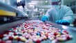 © AI Visual Vault - Worker Inspects Colorful Capsules in pharmaceutical Facility