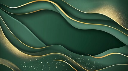 Green and gold luxury background with a modern classic premium design template. Ideal for beautiful marriage invitations, celebration artwork, and business or event occasions. 