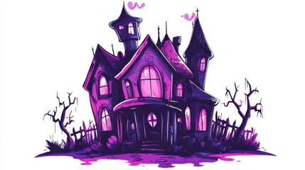 Poster - A house with a purple roof and purple trim