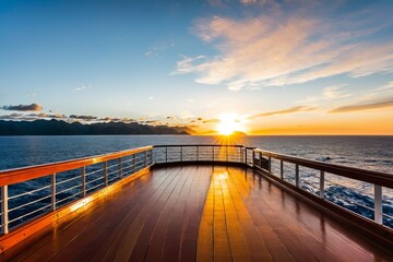 Wall Mural - Sunset on the deck of a cruise ship, perfect for travel and tourism images