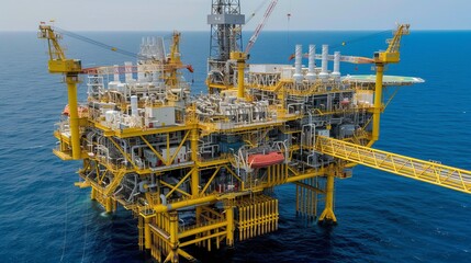 Offshore Oil and Gas Production Platform Rig, Extraction, Energy Industry, Fossil Fuels