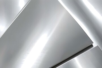 A detailed view of a shiny stainless steel plate with a metallic surface