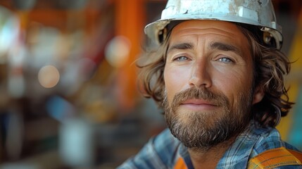 Bearded Civil Engineer Celebrating Labor Day at Construction Site