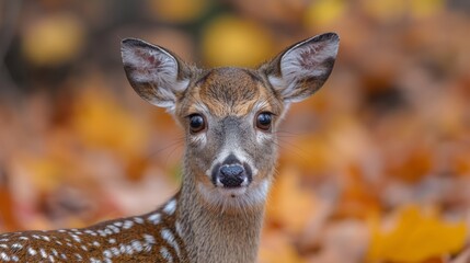 Wall Mural - a young deer stands amidst vibrant autumn foliage in a serene forest setting, capturing the essence 