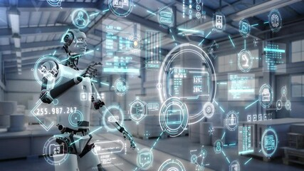 Wall Mural - animation about artificial intelligence and business management.