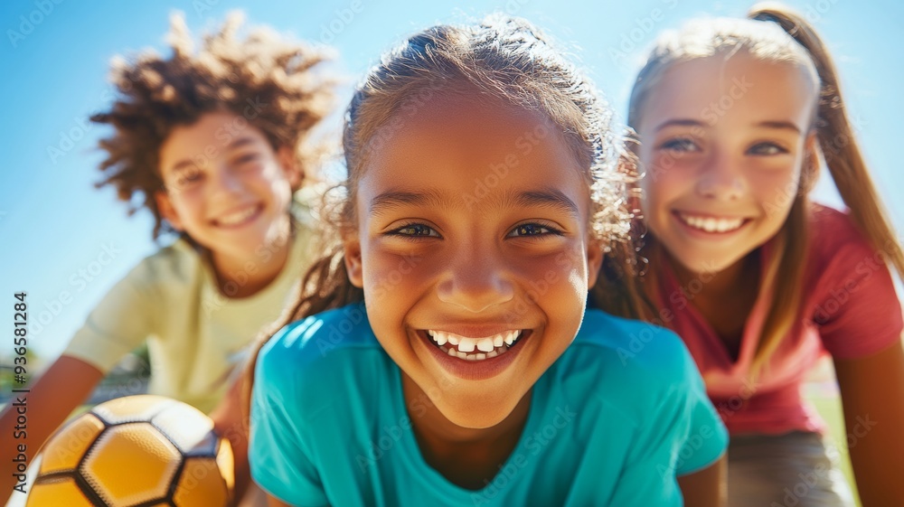 Images of children and teenagers involved in sports, focusing on ...