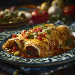 Wall Mural - Professional Photograph of Plated Enchiladas