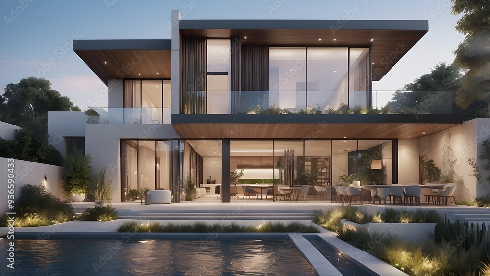 Architectural exterior design of  luxury house, front elevation design of house