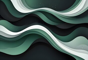 Flowing green and black abstract background with soft, wavy shapes and subtle sparkles