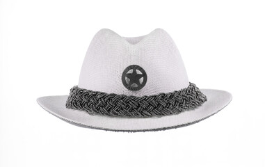 white cowboy sheriff hat isolated on white background