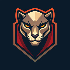 stylized panther head logo, minimalistic, vector illustration flat 2