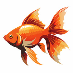 Poster - gold fish silhouette on white background, vector illustration flat 2