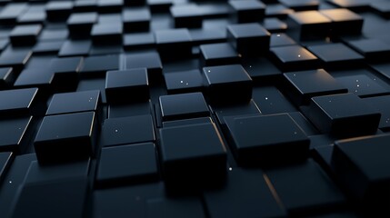 Abstract geometric blocks on dark background, 3d render