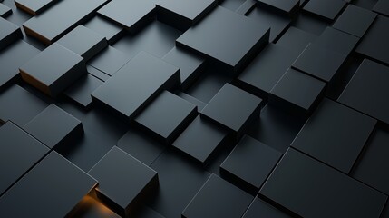 Abstract geometric blocks on dark background, 3d render