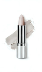 Wall Mural - White lipstick cosmetics beauty concept illustration on neutral background