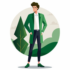 a man in fashionable clothes, vector illustration flat 2