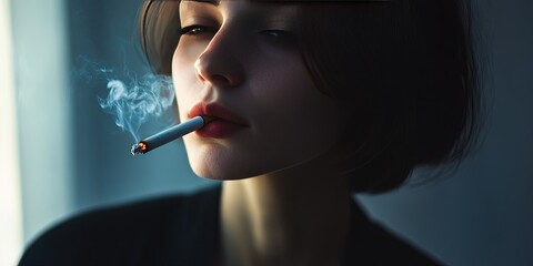 Wall Mural - woman smoking cigarette