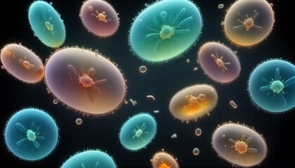 Unicellular organisms or protozoa, single-celled organisms microorganisms such as archaea, bacteria or protists swim in water