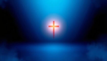 Cross on a blue background. Christian symbols. The cross of Jesus Christ, Cross on a blue background. Christian symbol. Cross on a blue background, Christian cross on a blue background. The cross.