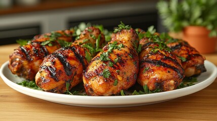 Grilled chicken drumsticks with fresh herbs - generative ai