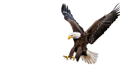 Wall Mural - american bald eagle - Haliaeetus leucocephalus - is a bird of prey found in North America, mottled feather colors, isolated cutout on white background