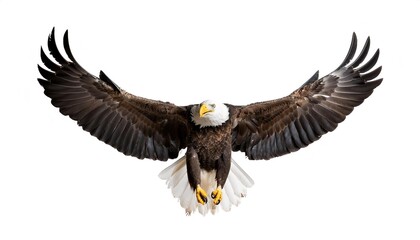 Wall Mural - american bald eagle - Haliaeetus leucocephalus - is a bird of prey found in North America, mottled feather colors, isolated cutout on white background