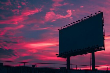 Poster - Blank Billboard Against A Vibrant Pink Sunset Sky