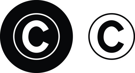 Copyright Icon Set. Trademark Copyright Protection C Mark flat and line Vector Sign isolated on transparent background Suitable collection for Apps and Websites UI Designs. Business product license