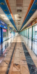 Wall Mural - Empty Hallway With Tiled Floor and Ceiling