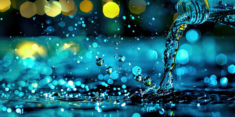 Wall Mural - Macro photo pouring water from a bottle