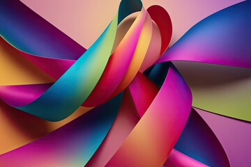 Wall Mural - Bright Abstract Twisted Ribbon Background with Gradient Waves