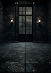 Poster - Dark Marble Hallway Interior Design With Window