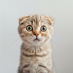 A small scottish fold kitten with big eyes staring at the camera. AI.