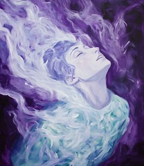 Wall Mural - Woman Surrounded By Purple and White Smoke