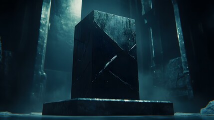 Poster - Dark Mystical Stone Monument In A Gloomy Environment