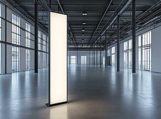 Wall Mural - Empty Industrial Building With A Blank Sign