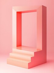 Sticker - Minimalist Pink Abstract Background with Three Steps