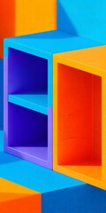 Poster - Abstract Geometric Shapes with Blue Orange and Purple Colors