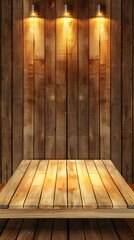 Poster - Wooden Background With Lights