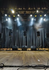 Poster - Empty Stage with Sound System and Spotlights